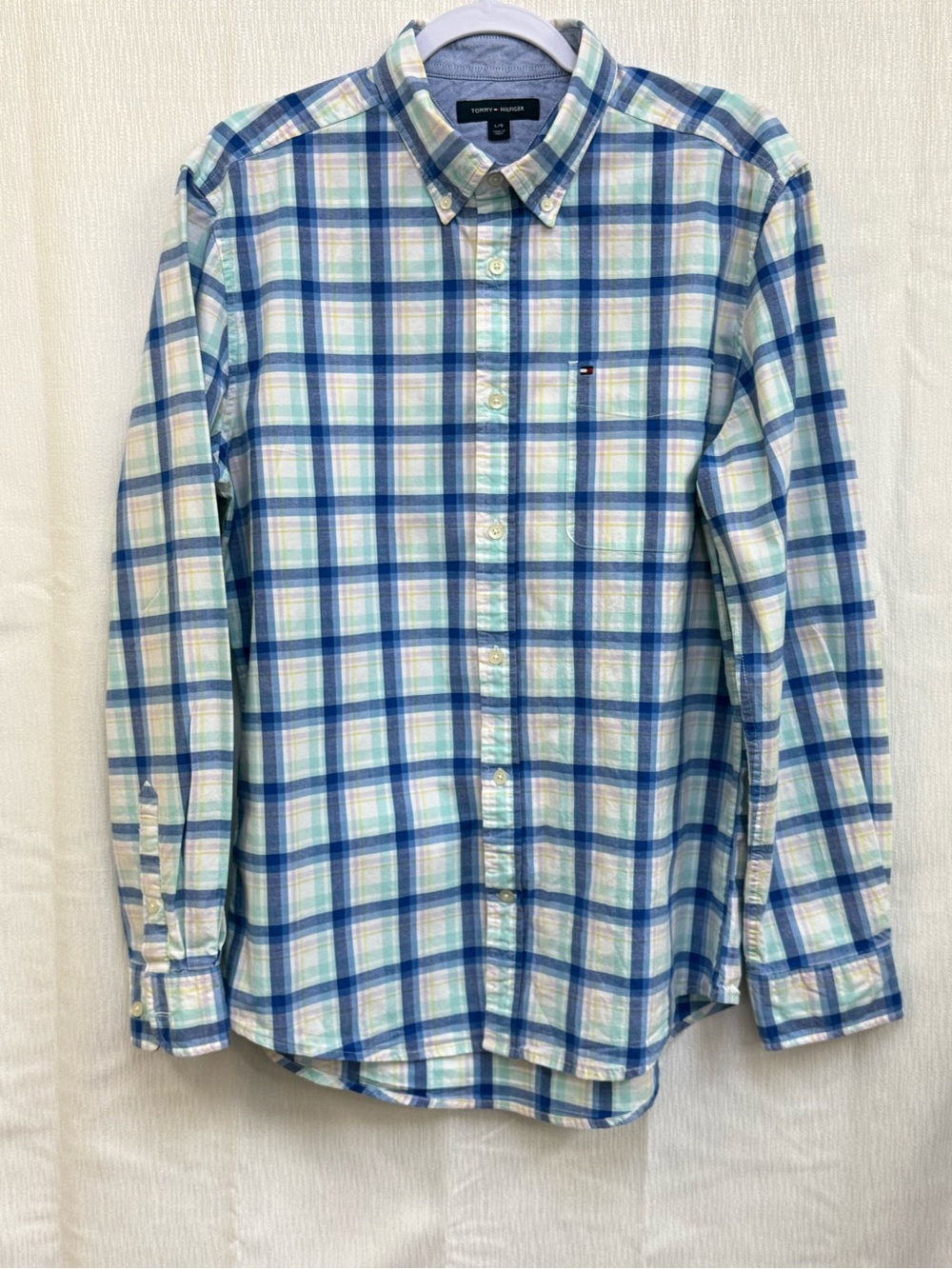 Tommy Hilfiger Light Blue & White Plaid Button-Down Shirt